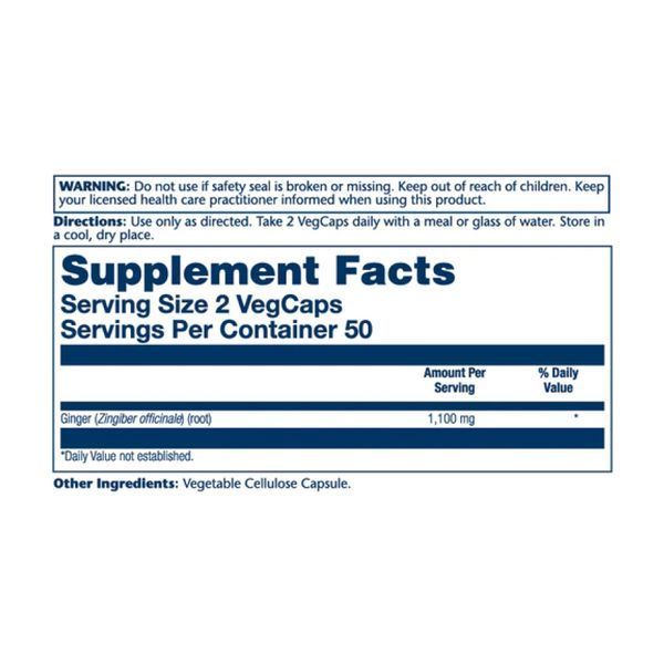 Корінь імбиру 1100 мг (2 порції по 550 мг) - 100 капсул 27734 фото