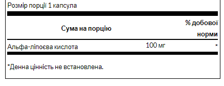 Альфа-ліпоєва кислота 100 мг - 120 капсул 18171 фото