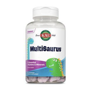 MultiSaurus - 90 жувальних таблеток зі смаком ягід, винограду та апельсина 26613 фото